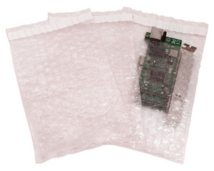 10000x Adhäsionsverschlussbeutel aus Luftpolsterfolie antistatisch 120x160mm