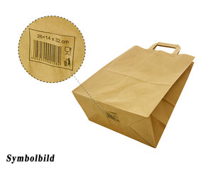 Preview: 100x GASTRO Papiertragetaschen 22 x 18 x  8 cm mit EAN-Code braun 