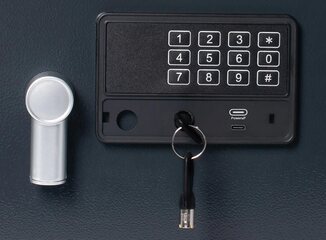 Preview: 1x Tresor Safe 31x20x20cm mit elektronischem Zahlenschloss für Tisch/Wandmontage anthrazit