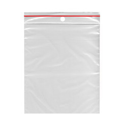 10000x Druckverschlussbeutel  40 x  60 mm mit Rundlochung Farbstreifen rot