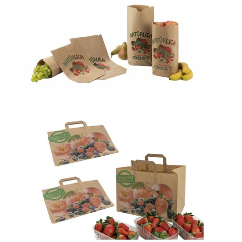 Obstbodenbeutel Obstbeutel Obsttragetasche Papiertüte Papier bedruckt Auswahl
