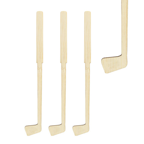 600x Rührstäbchen "Golfschläger" aus Bambus 16cm