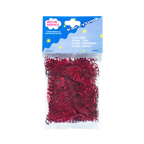 6x Metallkonfetti Luftschlangen Metallic rot 18mm 15gr.