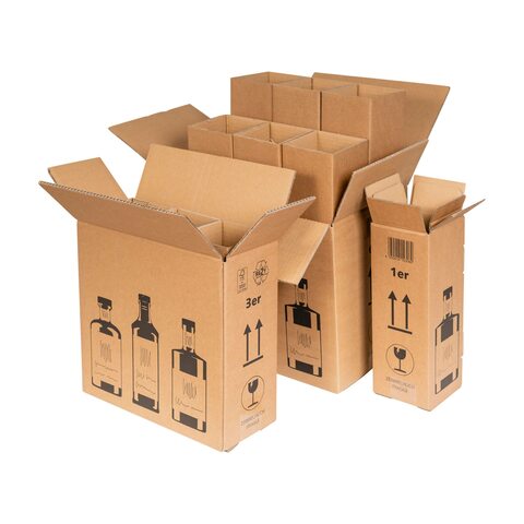 Versandkarton für Spirituosenflaschen Gin Wodka Whiskey braun 2wellig